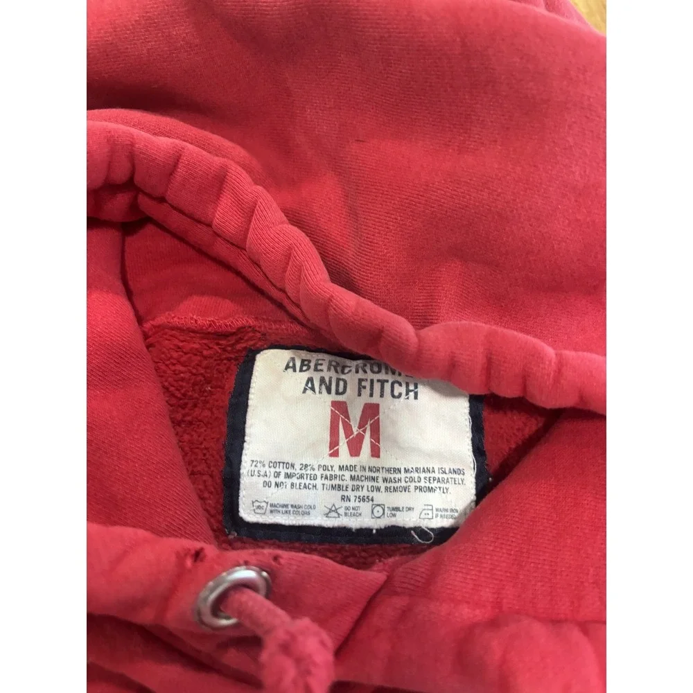 Abercrombie & Fitch Men's M Red Pullover Hoodie Sweatshirt Fleece Cotton Blend